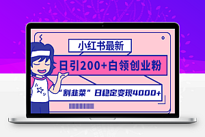 小红书最新日引200+创业粉”割韭菜“日稳定变现4000+实操教程！