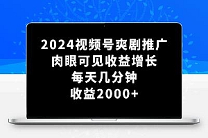 2024视频号爽剧推广，肉眼可见的收益增长，每天几分钟收益2000+