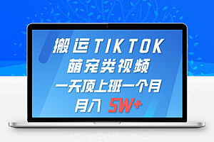 一键搬运TIKTOK萌宠类视频 一部手机即可操作 所有平台均可发布 轻松月入5W+